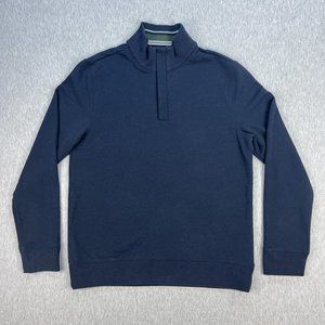 UNTUCKit Corral Sweater Mens M 1/4 Zip Mock Neck Long Sleeve Navy Blue